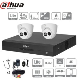 DAHUA Kit 2 caméras dômes 4Mp vision infrarouge 50m