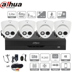 DAHUA Kit 4 caméras dômes 4Mp vision infrarouge 50m