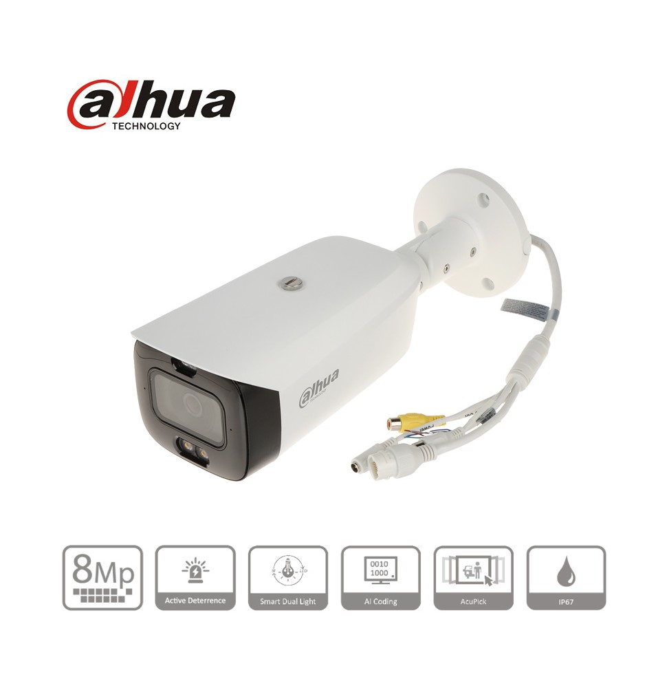 Caméra extérieure IP Poe Dahua TioC tube 8mpx- IPC-HFW3849T1-AS-PV-S5