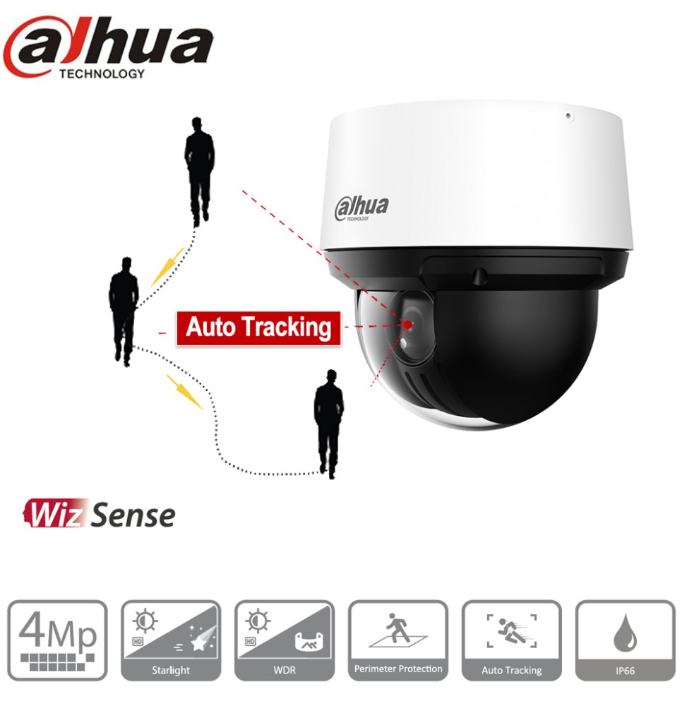 Dahua SD4A425DB-HNY caméra extérieure motorisé Auto-tracking IP PoE vision infrarouge 100m