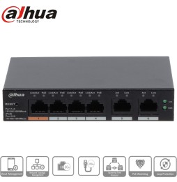 CS4006-4GT-60 - Switch PoE 4 ports + 2 uplink Gigabit – 60W – Compatible Dahua – Idéal vidéosurveillance