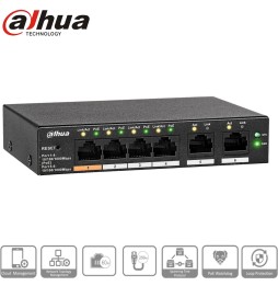 CS4006-4GT-60 - Switch PoE 4 ports + 2 uplink Gigabit – 60W – Compatible Dahua – Idéal vidéosurveillance