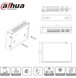 CS4006-4GT-60 - Switch PoE 4 ports + 2 uplink Gigabit – 60W – Compatible Dahua – Idéal vidéosurveillance