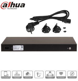 Switch Dahua – face arrière avec câble alimentation 220v