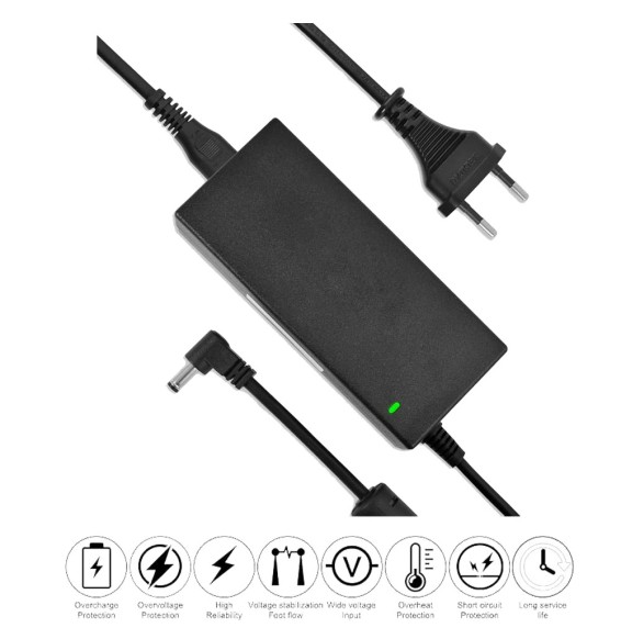 Adaptateur 220 V → 12 V/5 A, fiche coaxiale 5,5×2,1 mm.