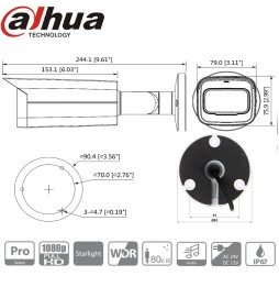 Dahua HAC-HFW2241TUP-Z-A Caméra tube motorisée 2 mpx