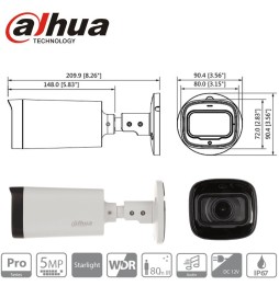 Dahua HAC-HFW2501T-Z-A Caméra tube motorisée 5 mpx