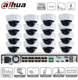 DAHUA Kit IP Poe 16 caméras dômes à bulle 2Mpx